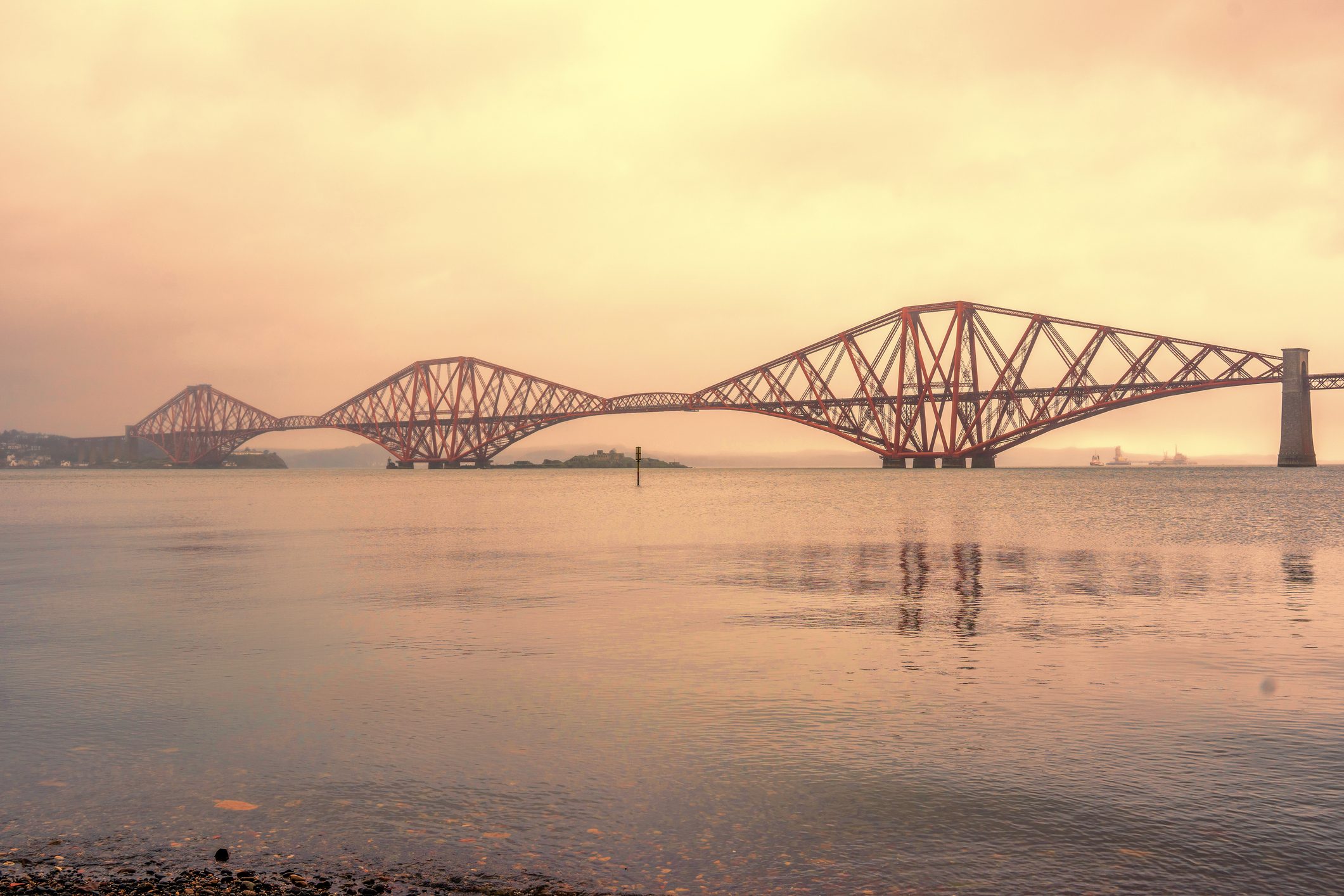 Digital bonds and blockchain represented by the shape of the Firth of Forth Railway Bridge